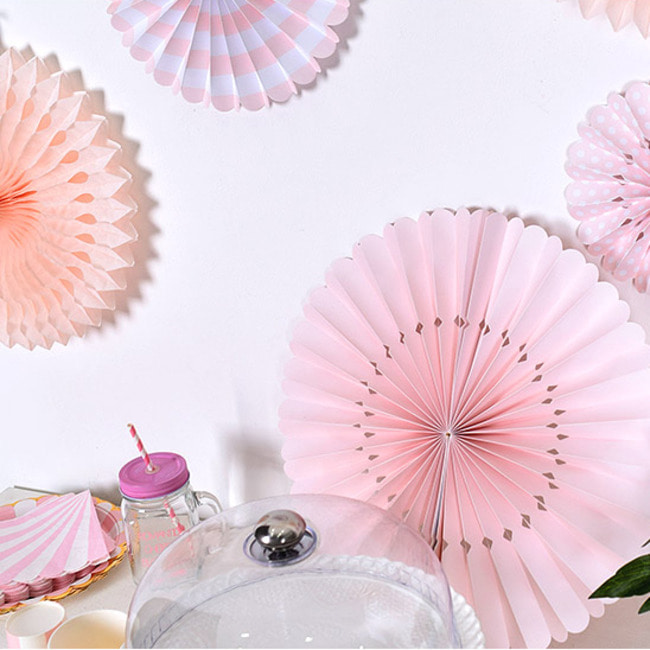 페이퍼팬 데코세트 4입 핑크 생파장식 축하파티아이템파티용품