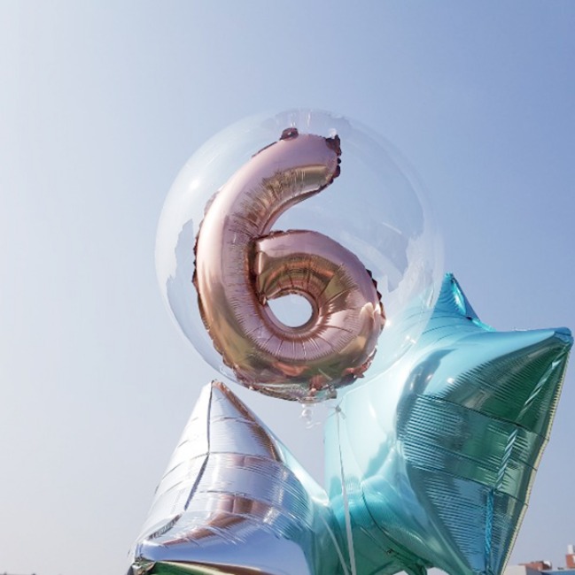 헬륨풍선 버블벌룬 인 넘버벌룬 로즈골드색상대구헬륨풍선, 100일 기념일 컨셉풍선파티용품