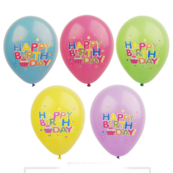 30cm 컵케익 생일 오색풍선 각 색상별 1개씩파티용품