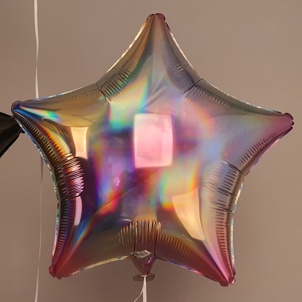 미국산 19인치 별 무지개빛깔 레인보우 iridescent star파티용품