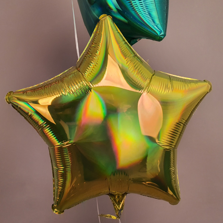 미국산 19인치 별 무지개빛깔 옐로우 iridescent star파티용품