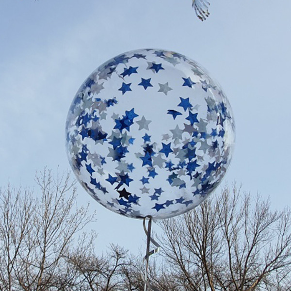 40cm 버블벌룬 헬륨풍선 컨페티 블루스타파티용품