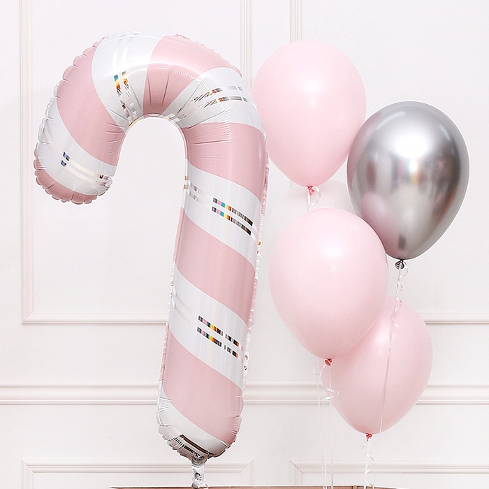 헬륨은박풍선 핑크 캔디케인 41인치파티용품